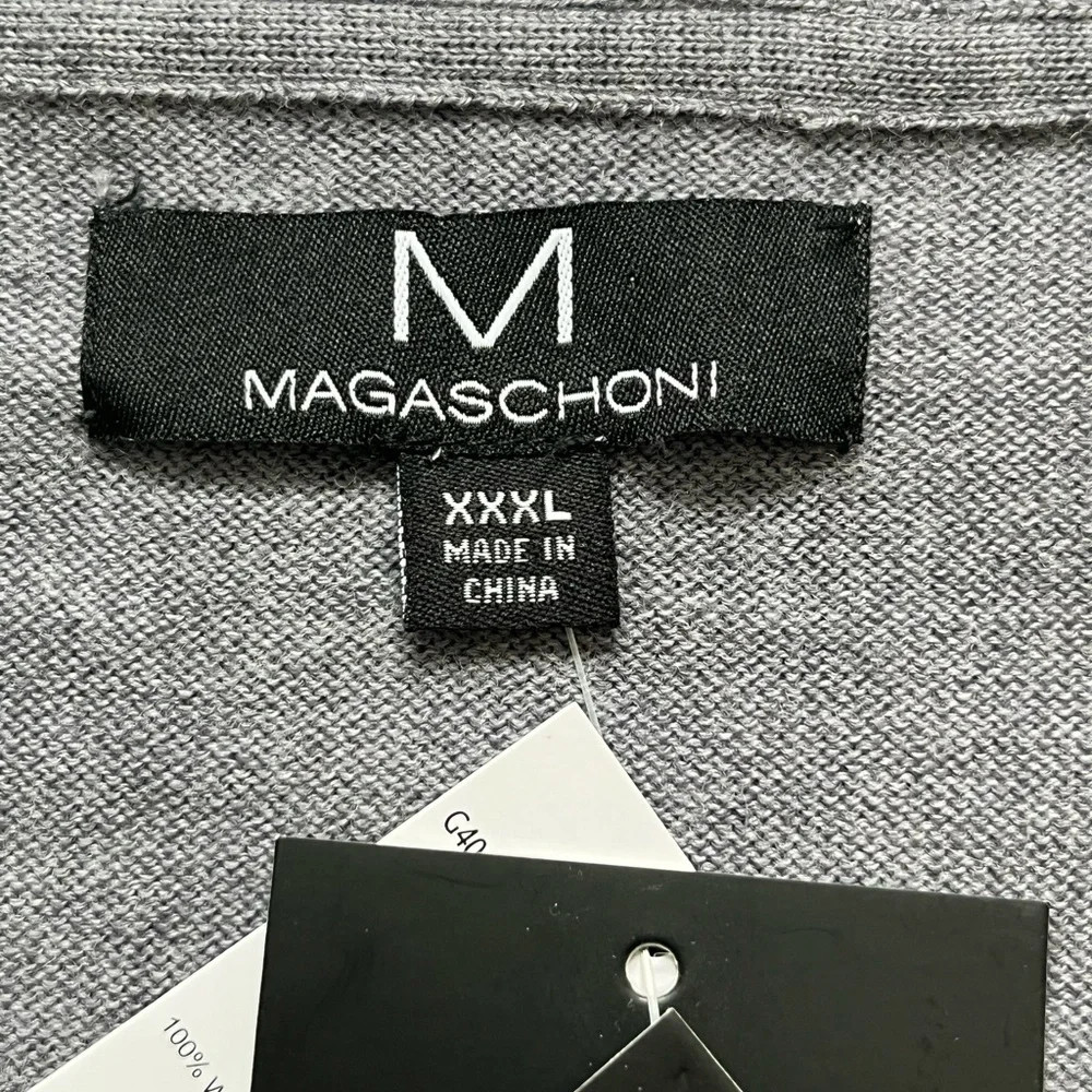 NWT M MAGASCHONI Wool Men’s V- Neck Sweater Pullover Gray XXXL Base Layer